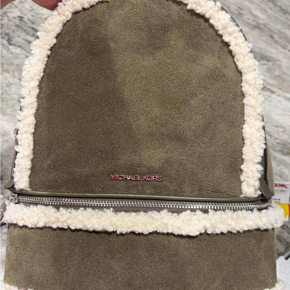 Michael Kors Olive and Cream Backpack